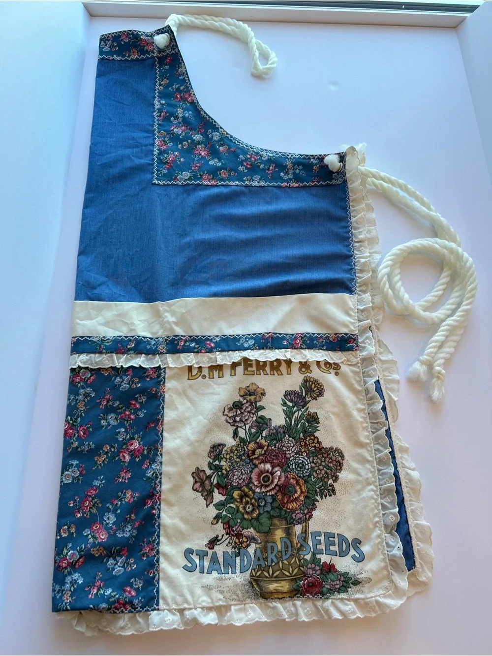 Vintage Blue Floral Patchwork Apron